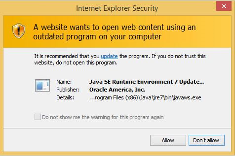 If a web page tries to load a vulnerable application outside of the browser, users can get this warning to see (image: Microsoft).