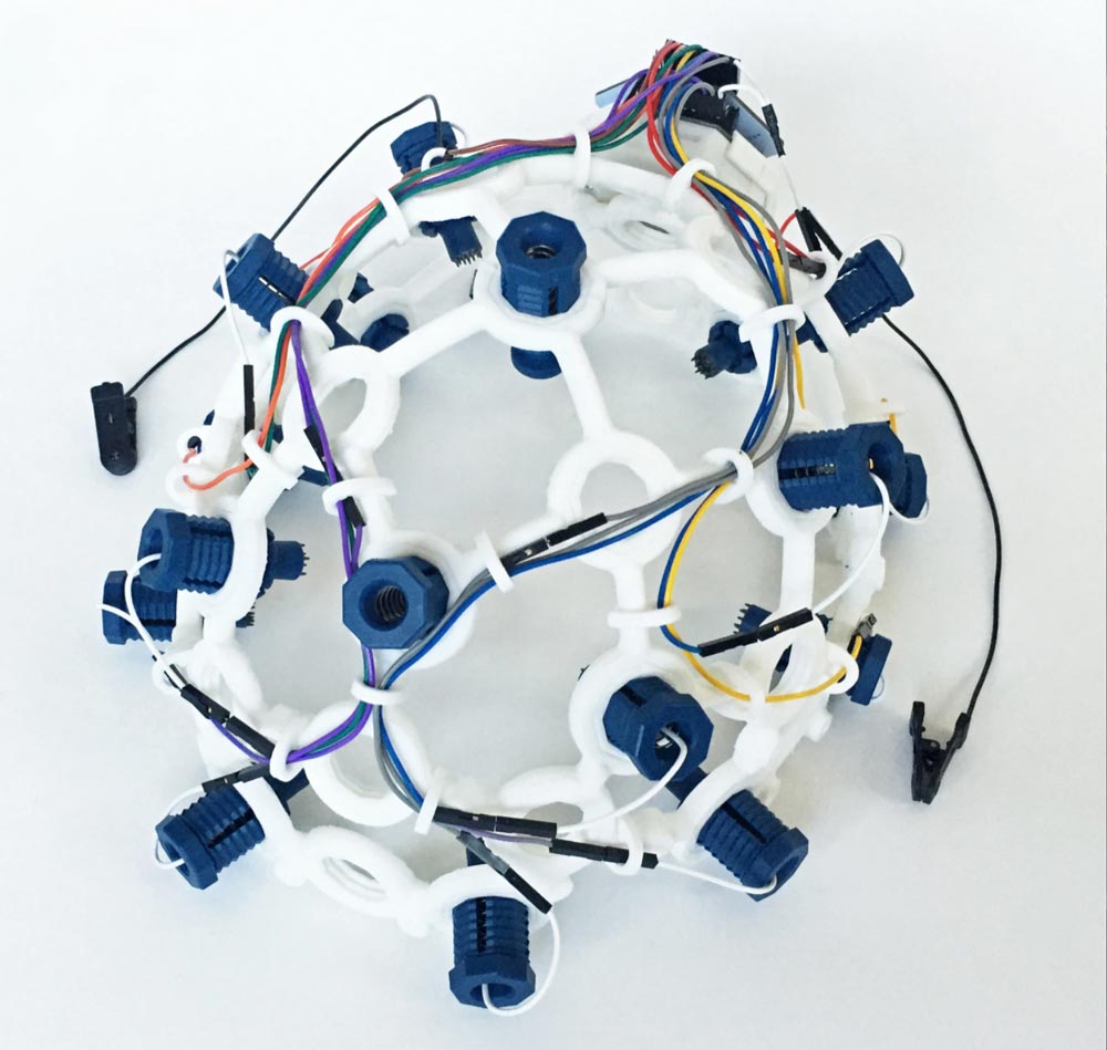 Самопечатающий ЭЭГ-шлем Ultracortex от OpenBCI. Галеа, вероятно, пойдет в том же направлении. | Изображение: OpenBCI