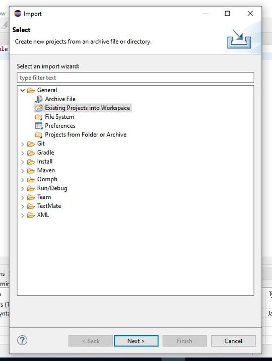 Import exported projects into Eclipse.