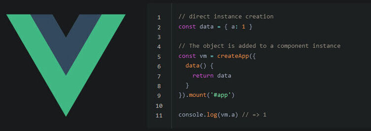 As part of Vue's Options API.js the data function is used to store properties for later retrieval.