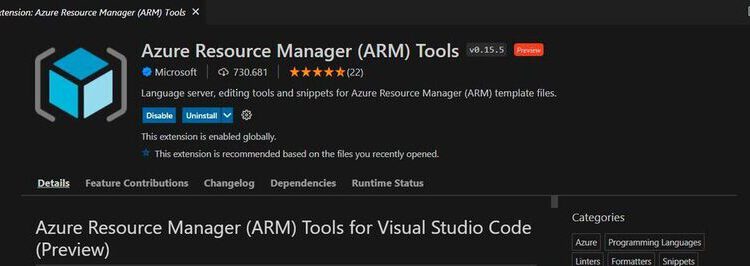 The ARM extension is installed.