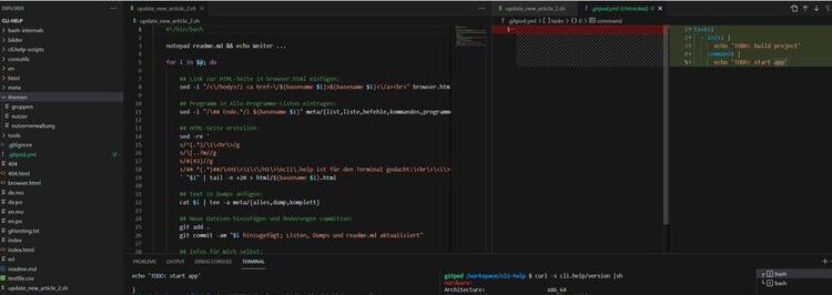A GitHub repo in GITPOD's VSC-based editor.