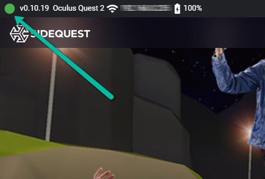 Oculus Quest VR glasses are connected to SideQuest