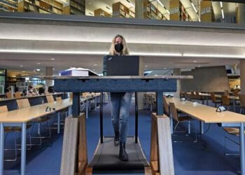 Studying on the treadmill at Jena University Library