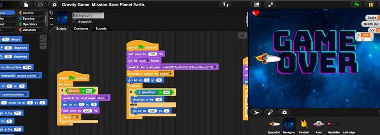 The source code of an arcade game in
