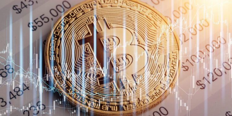 Bitcoin Münze und Chart