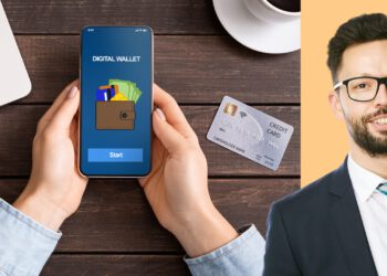 Smartphone mit Kryptowallet und René Louis Delrieux.