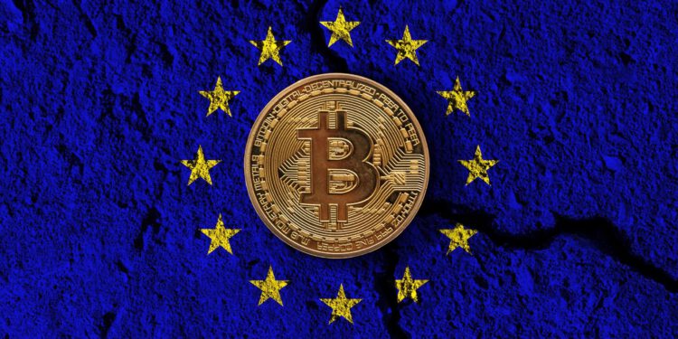 Bitcoinauf Europaflagge