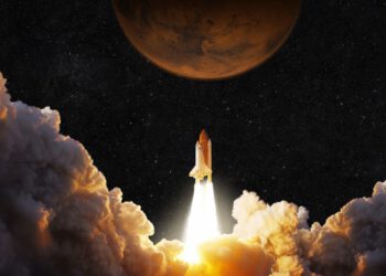 Rakete steigt ins Weltall