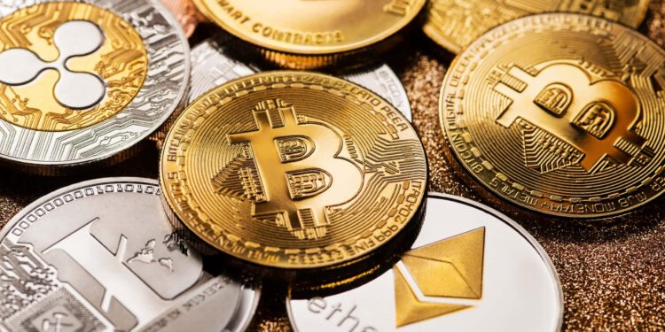 Bitcoin und Altcoin Münzen