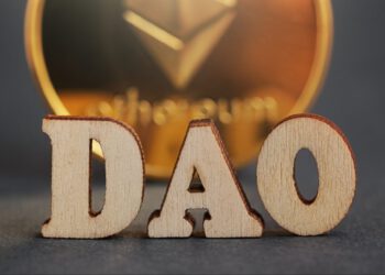 Dao.,Decentralized,Autonomous,Organization.,Letter,Dao,,Gold,Coin,Cryptocurrency,Ethereum